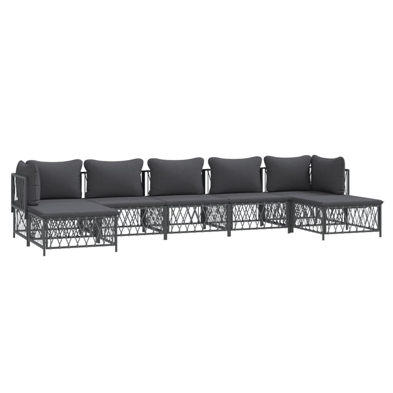 Afuera Living Contemporary 7 Piece Steel Garden Lounge Set in Anthracite