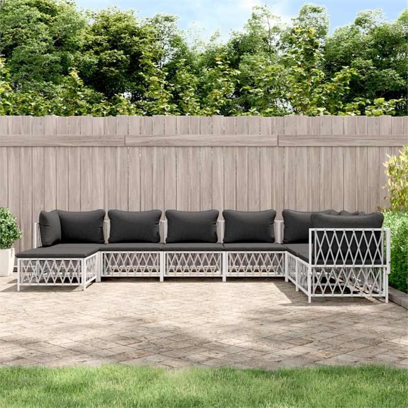 Afuera Living Contemporary Metal Garden Lounge Set in White/Gray
