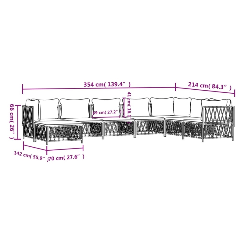 Afuera Living Contemporary Metal Garden Lounge Set in White/Gray