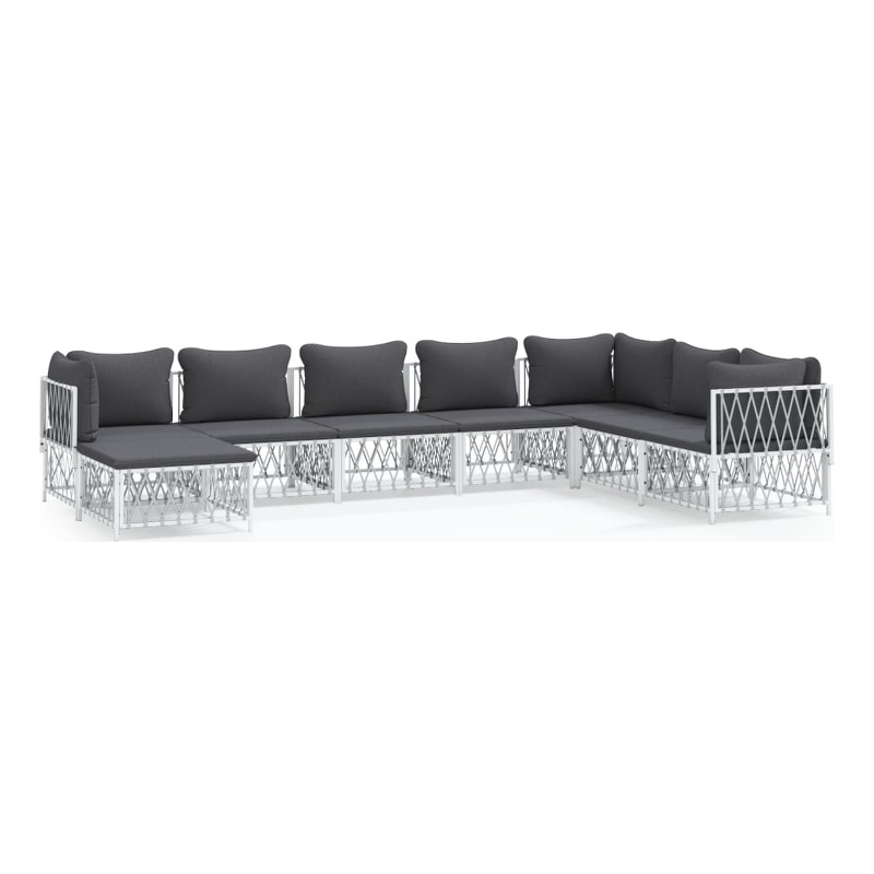 Afuera Living Contemporary Metal Garden Lounge Set in White/Gray