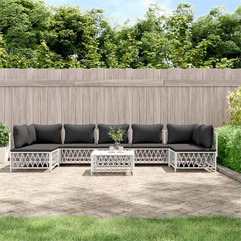 Afuera Living Contemporary Metal Powder-Coated Steel Garden Lounge Set in White