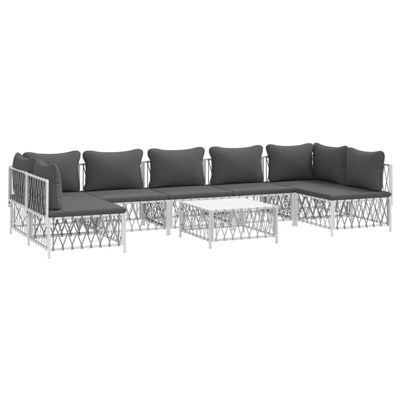 Afuera Living Contemporary Metal Powder-Coated Steel Garden Lounge Set in White