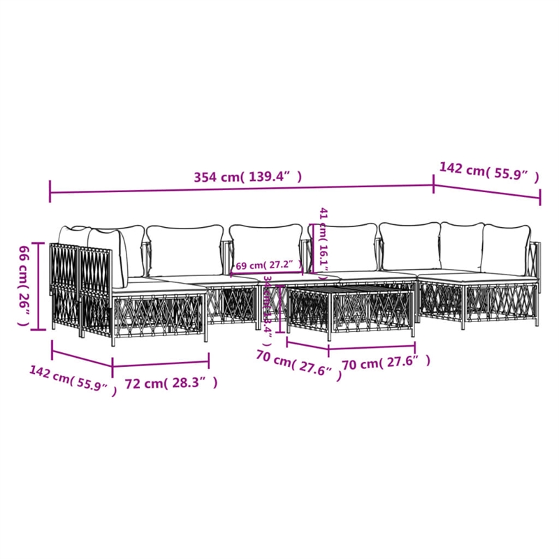 Afuera Living Contemporary Metal Powder-Coated Steel Garden Lounge Set in White