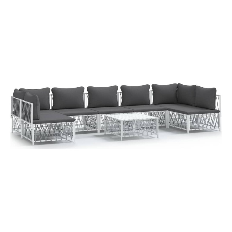 Afuera Living Contemporary Metal Powder-Coated Steel Garden Lounge Set in White