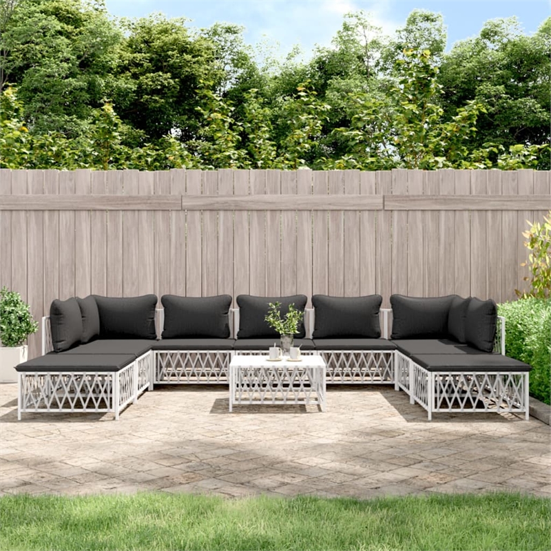 Afuera Living 10 Piece Steel Small Garden Lounge Set in White