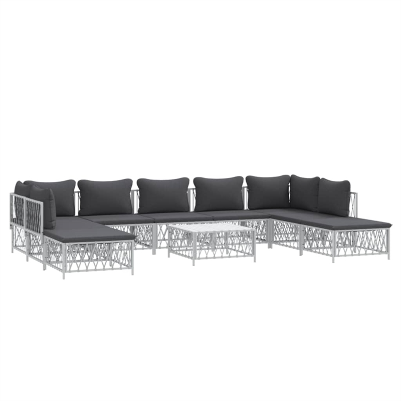 Afuera Living 10 Piece Steel Small Garden Lounge Set in White