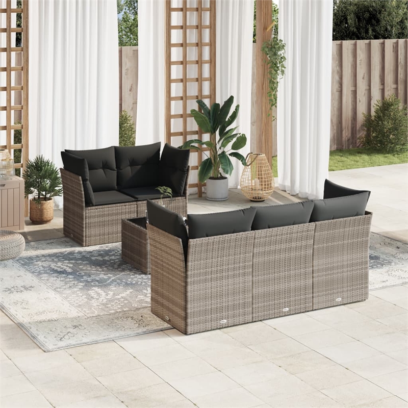Afuera Living Contemporary 6 Piece Steel Small Sofa Set in Gray