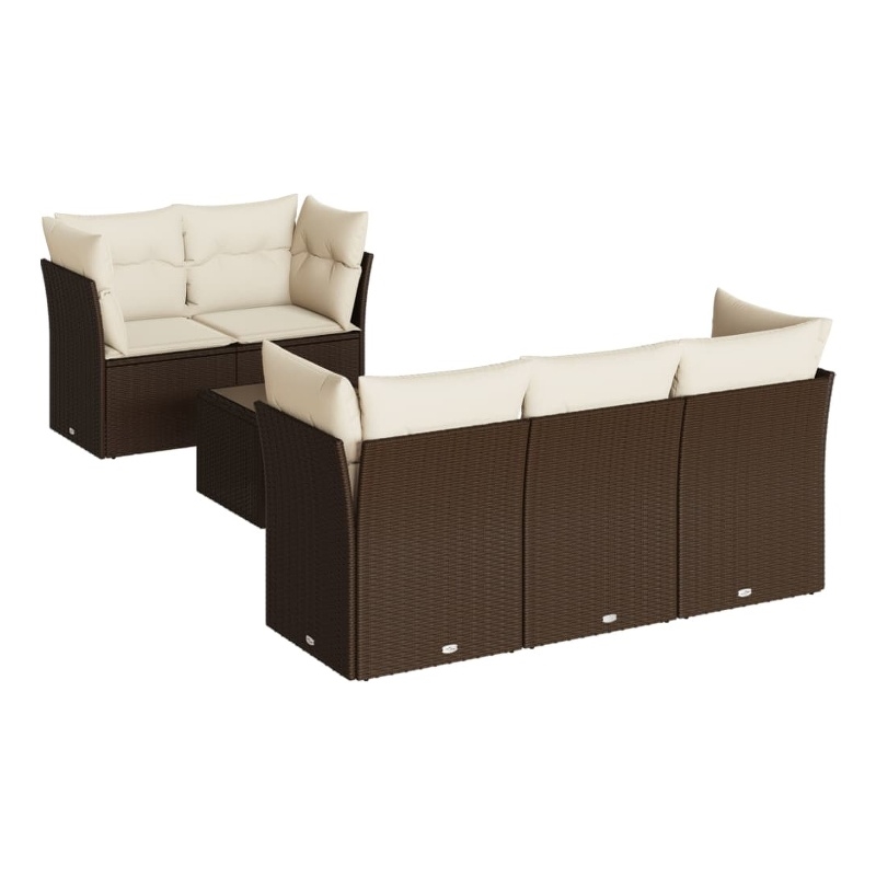 Afuera Living Contemporary 6 Piece Steel Sofa Set in Brown/Cream
