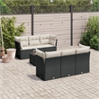 Afuera Living Contemporary 7 Piece Steel Sofa Set in Black/Cream