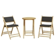Afuera Living Contemporary Bamboo Wood Small Bistro Set in Gray