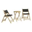 Afuera Living Contemporary Bamboo Wood Small Bistro Set in Gray