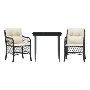 Afuera Living Contemporary Synthetic Poly Rattan  Small Bistro Set in Black