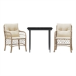Afuera Living Contemporary 3 Piece Steel Bistro Set in Beige