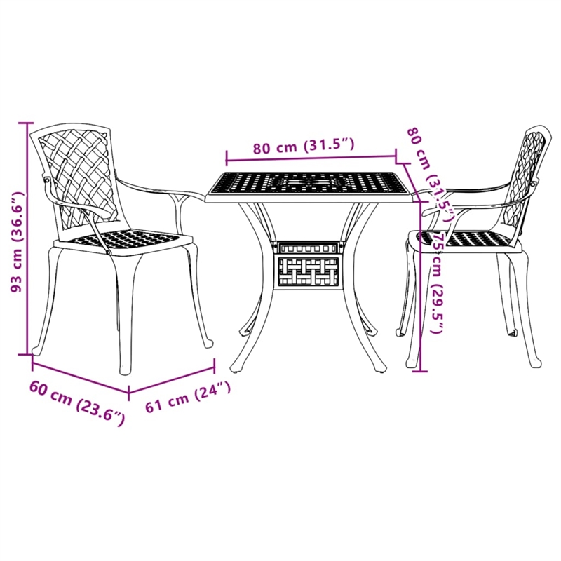 Afuera Living Contemporary Aluminum Small Bistro Set in White