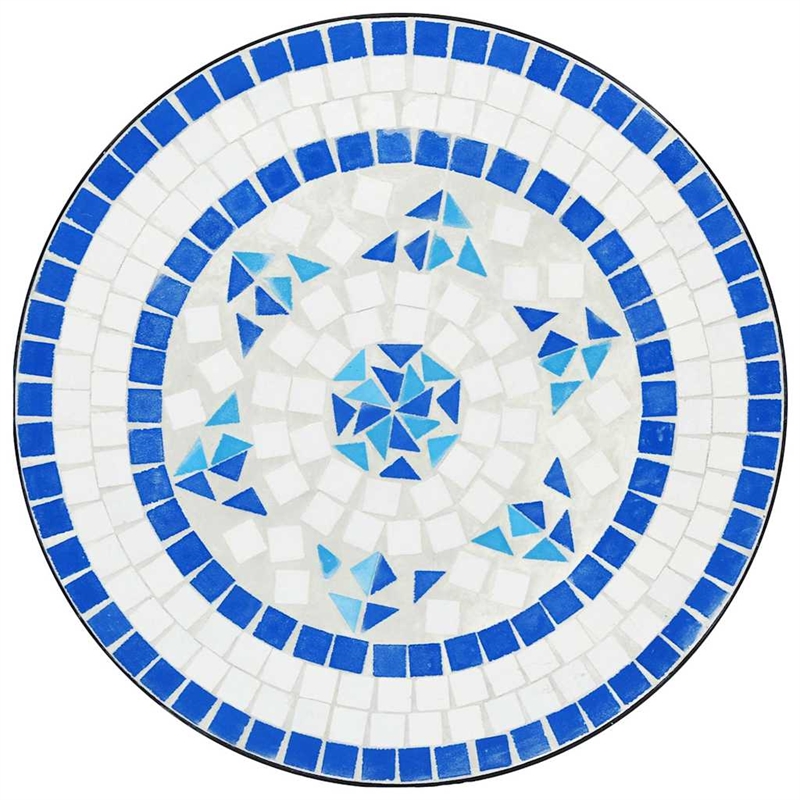 Afuera Living Powder-Coated Iron Small Bistro Set in White/Blue