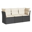 Afuera Living Contemporary Synthetic Poly Rattan 3 Piece Sofa Set in Black/Cream