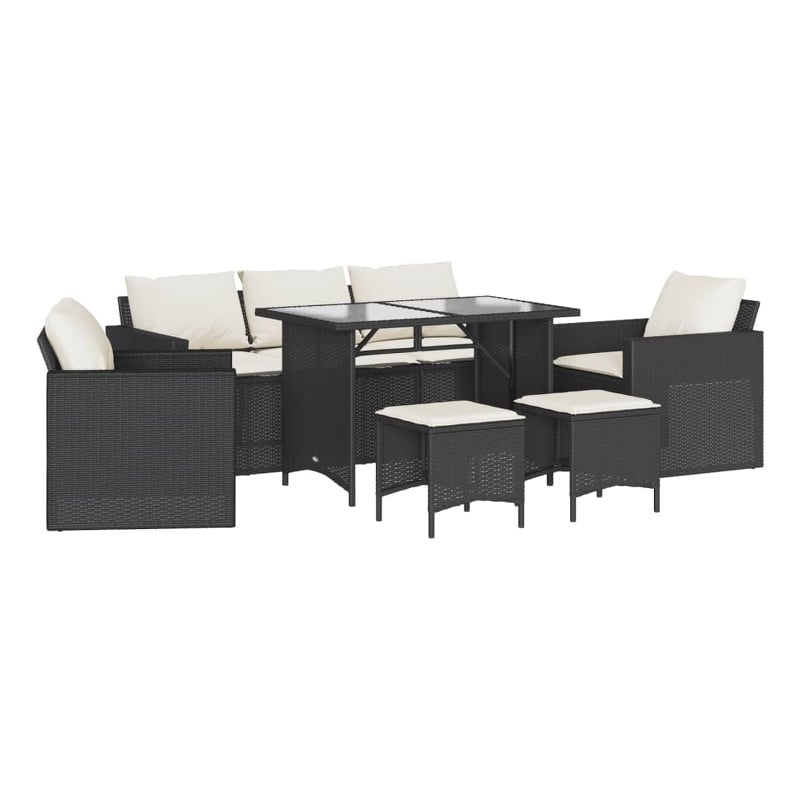 Afuera Living Contemporary 6 Piece Poly Rattan Sofa Set in Black