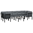 Afuera Living 8 Piece Poly Rattan Garden Lounge Set in Black/Gray