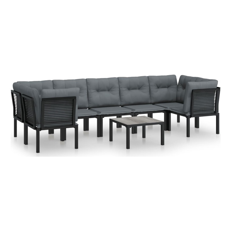 Afuera Living 8 Piece Poly Rattan Garden Lounge Set in Black/Gray