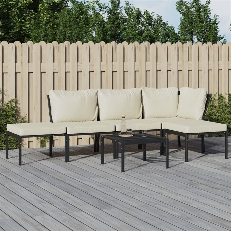 Afuera Living Contemporary Metal Powder-Coated Steel Large Lounge Set in Black