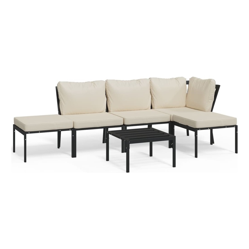 Afuera Living Contemporary Metal Powder-Coated Steel Large Lounge Set in Black