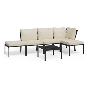 Afuera Living Contemporary Metal Powder-Coated Steel Large Lounge Set in Black