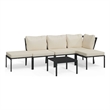 Afuera Living Contemporary Metal Powder-Coated Steel Large Lounge Set in Black