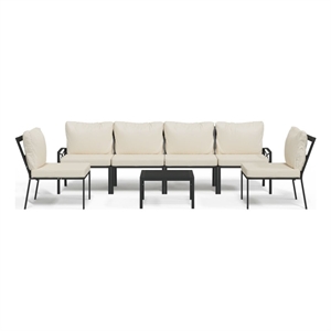 Afuera Living Contemporary 7 Piece Steel Lounge Set in Black