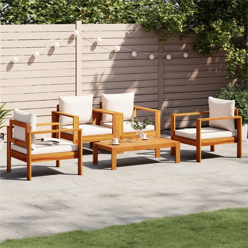 Afuera Living 5 Piece Solid Acacia Wood Large Sofa Set in Brown