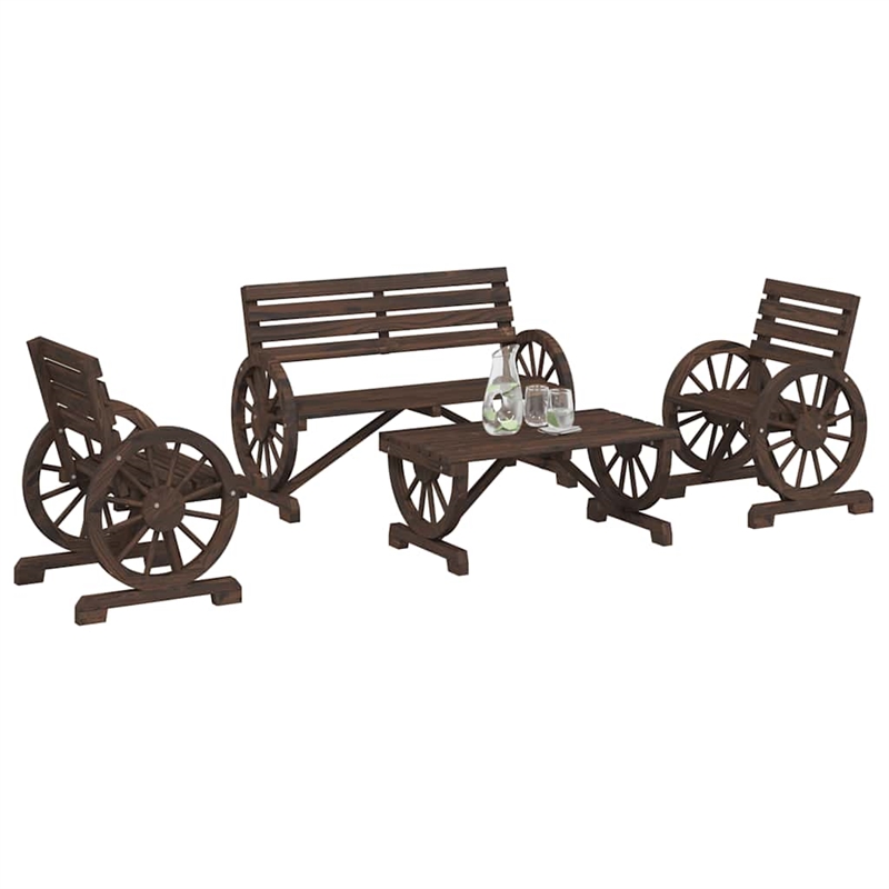 Afuera Living Contemporary 4 Piece Wood Standard Garden Lounge Set