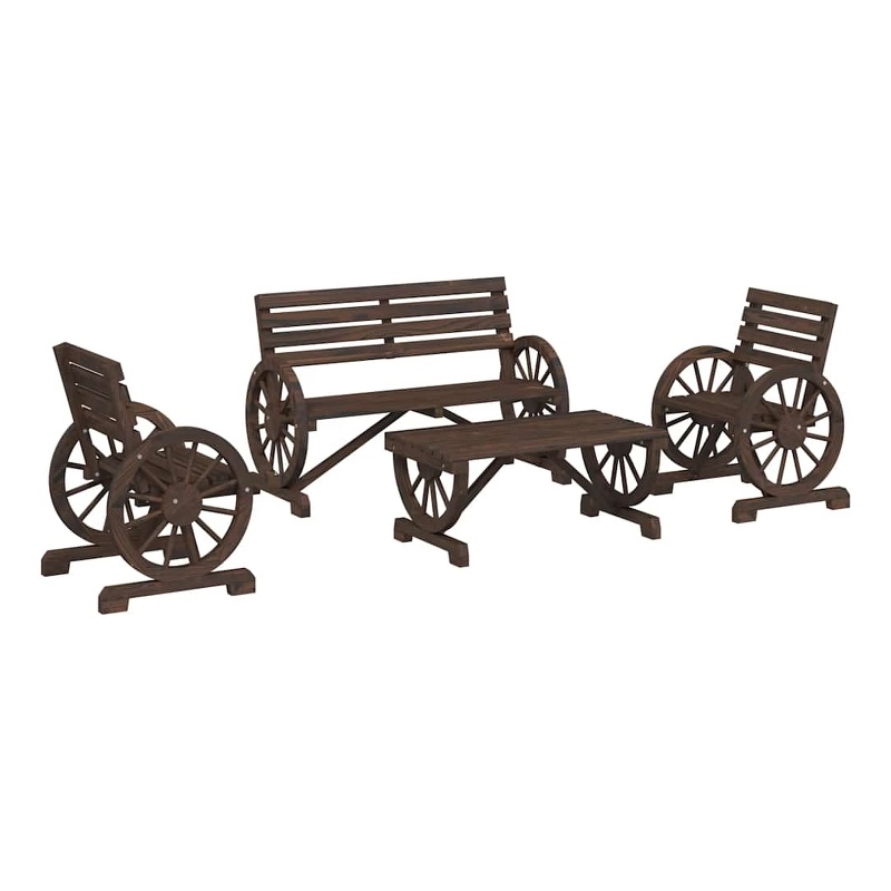 Afuera Living Contemporary 4 Piece Wood Standard Garden Lounge Set