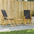Afuera Living Contemporary 3 Piece Bamboo Small Bistro Set in Gray