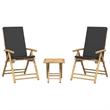 Afuera Living Contemporary 3 Piece Bamboo Small Bistro Set in Gray