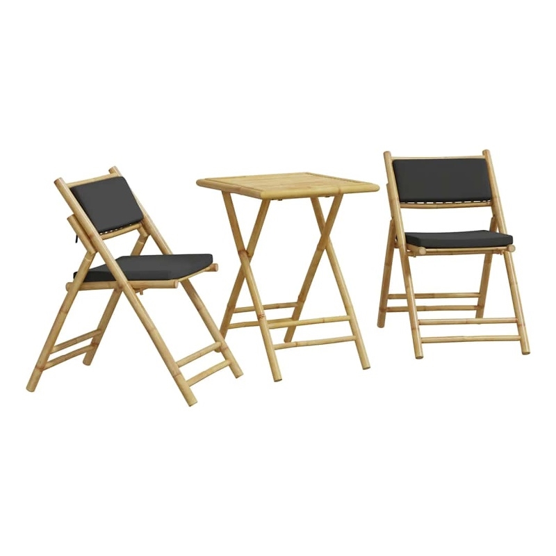 Afuera Living Contemporary 3 Piece Bamboo Bistro Set in Gray/Natural