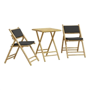 Afuera Living Contemporary 3 Piece Bamboo Bistro Set in Gray/Natural