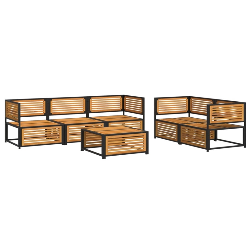 Afuera Living Contemporary Solid Acacia Wood Sofa Set in Brown/Cream