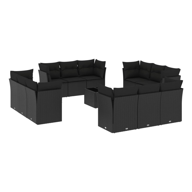Afuera Living Contemporary 13 Piece Steel Small Sofa Set in Black