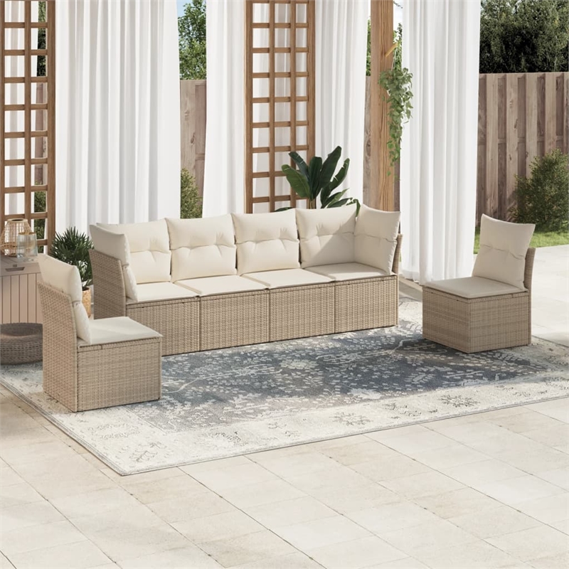 Afuera Living Contemporary 6 Piece Steel Small Sofa Set in Cream/Beige