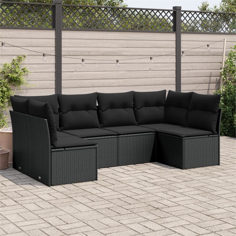 Afuera Living Contemporary 6 Piece Steel Standard Sofa Set in Black