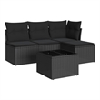 Afuera Living Synthetic Wicker 5 Piece Steel Sofa Set in Black