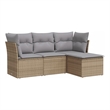 Afuera Living Contemporary 4 Piece Steel Sofa Set in Gray/Beige