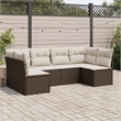 Afuera Living Contemporary 6 Piece Steel Large Sofa Set in Brown/Cream