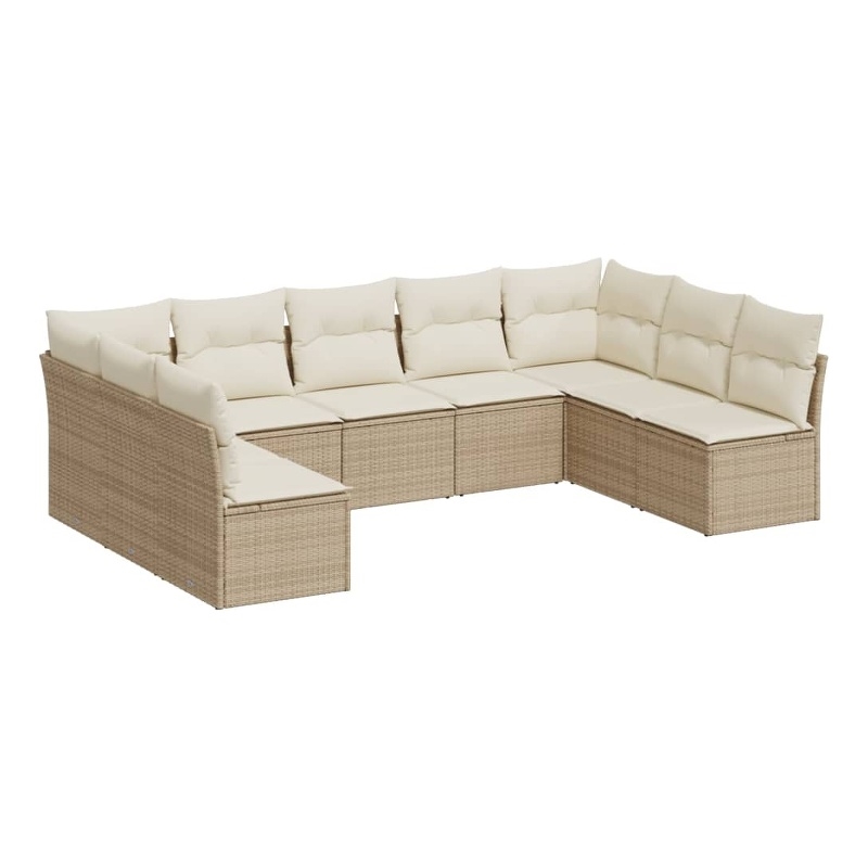 Afuera Living Contemporary 9 Piece Steel Sofa Set in Cream/Beige