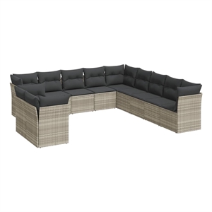 Afuera Living Contemporary 11 Piece Poly Rattan Sofa Set in Gray