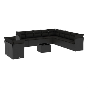 Afuera Living Contemporary 12 Piece Poly Rattan Sofa Set in Black