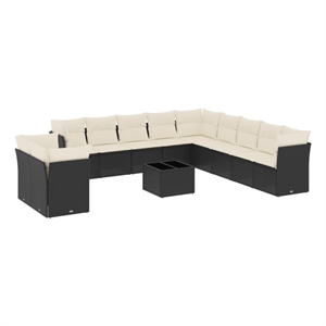 Afuera Living Contemporary 12 Piece Steel Sofa Set in Black/Cream