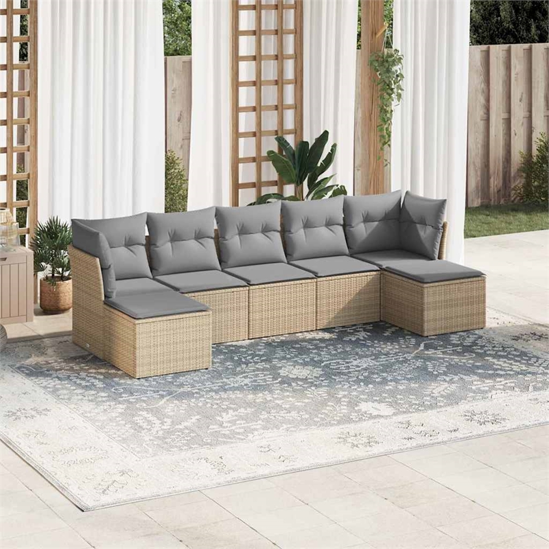 Afuera Living Contemporary 7 Piece Steel Large Sofa Set in Gray