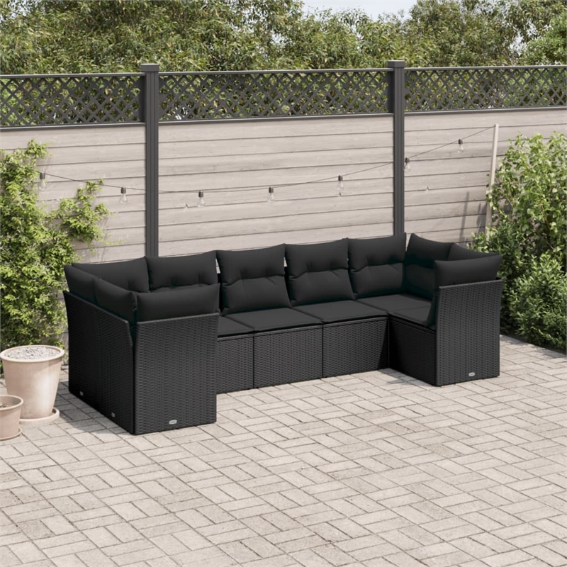 Afuera Living Contemporary 7 Piece Steel Large Sofa Set in Black