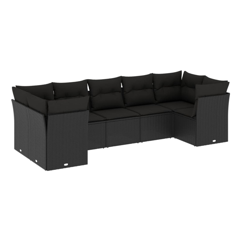 Afuera Living Contemporary 7 Piece Steel Large Sofa Set in Black