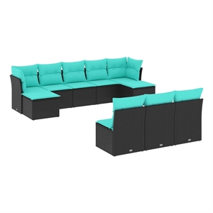 Afuera Living Contemporary 10 Piece Small Sofa Set in Black/Blue